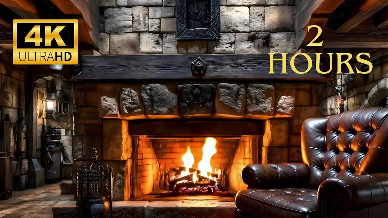 Crackling Fireplace 4K 🔥 Warm Fire Sounds & Flames | Cozy Ambience for Sleep, Study & Stress Relief
