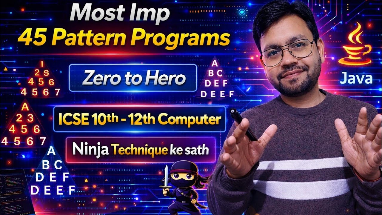 One shot video for 45 Java Pattern Programs for ICSE Class 10th ...