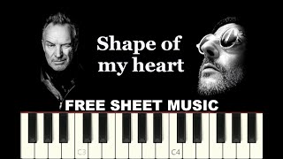 SHAPE OF MY HEART from Léon, Sting, 1993, Piano Tutorial with free Sheet Music (pdf) screenshot 1