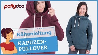 Hooded sweatshirt with cuffs, waistband and inset pockets - sewing tutorial