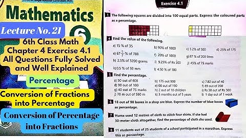 6th Class Math | Exercise 4.1 | Percentage | Uses of Percentage | NTS | PET | CT | PST | ETEA