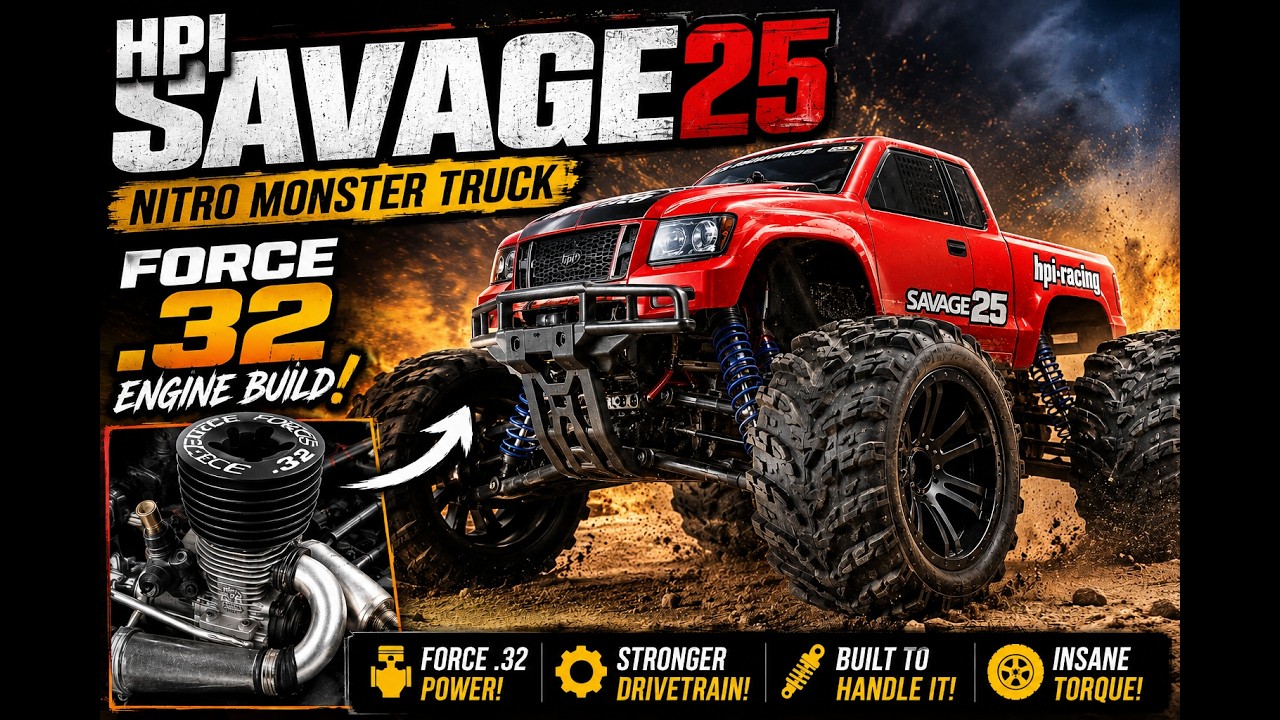 HPI Savage 25 Nitro Monster Truck with a Force 32. She NASTY - YouTube