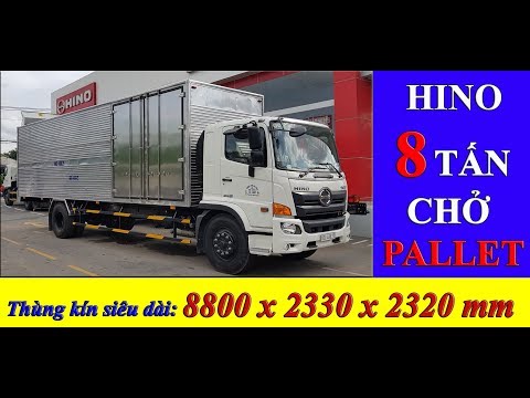 Xe Tải Hino 8 Tấn Thùng Kín Chở Pallet| Hino 8T Thùng Siêu Dài 8m8