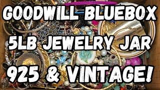 925 Silver & Vintage!  Goodwill BlueBox 5lb Jewelry Jar Unboxing TN #jewelryunboxing #jewelryjar