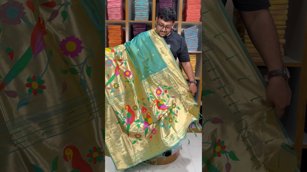 Kanchivaram Paithani Silk Big Parrot Zari Border Saree