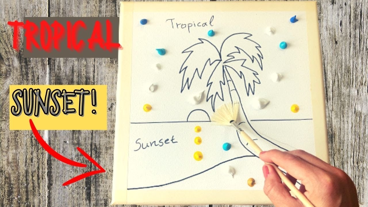 Paint With Me Challenge #1 /Painting Tropical Paradise Sunset / Easy Art / Satisfying Demo