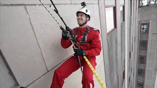 Gio Benitez rappels down the Empire State Building for a good cause