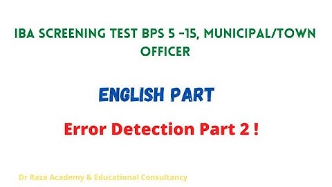 English : Error Detection Part 2 || For IBA Screening Test | SPSC : Municipal & Town Officer | Urdu