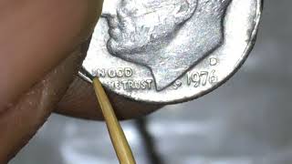 Rare stamping error ... Roosevelt one dime 1976 D.