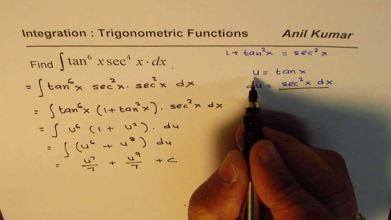 Calculus Integration Strategy Trig Tan 6x Sec 4x Even Power Products Youtube Calculus Integration Strategy Trig Tan 6x Sec 4x Even Power Products Youtube