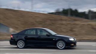 Saab 9-3 2.8 aero tunnel start 0-100