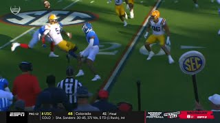 LSU QB Jayden Daniels takes huge hit and fumbles vs Ole Miss