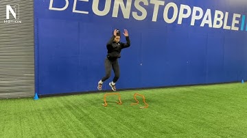 Forward Hurdle Hop to Lateral Hurdle Hop to Broad Jump