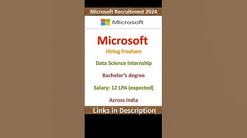 Microsoft Fresher Recruitment 2024 | Data Science Internship | Bachelor