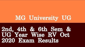 MG University UG 2nd, 4th & 6th Sem & UG Year Wise RV Oct 2020 Exam Results