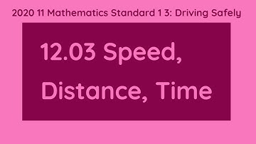 2020 11MAS 3 12.03 Speed, Distance, Time