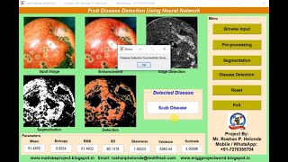 Matlab Code for FRUIT DISEASE DETECTION Using NEURAL NETWORK Full Source Code Project