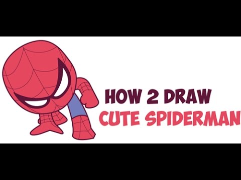 How to Draw Spiderman Cute Easy (Chibi / Kawaii / Cartoon) Step by ...