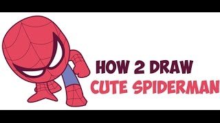 How to Draw Spiderman Cute Easy (Chibi / Kawaii / Cartoon) Step by ...