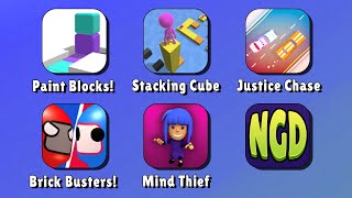 Paint Blocks!, Stacking Cube, Justice Chase, Brick Busters!, Mind Thief | New Games Daily screenshot 3