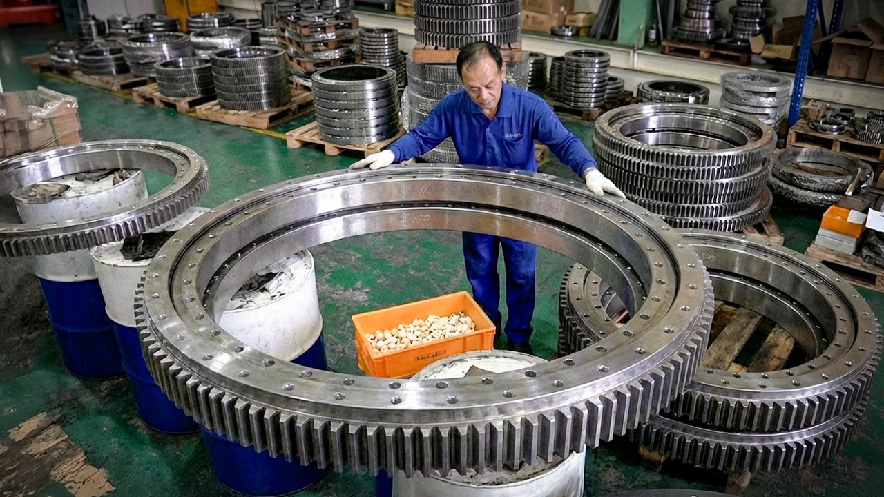 Как изготавливаются массивные подшипники для ветряных турбин. Невероятный завод кованых шестерен.