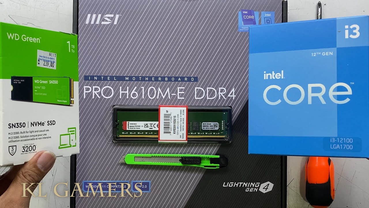 intel Core i3 12100 msi PRO H610M E DDR4 WD Green NVMe SSD E