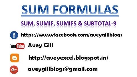 How to use Sum, Sumif, Sumifs & Subtotal formula in Excel - Hindi