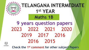 TS Inter 1st Year Maths 1B 2023 to 2016 9 years previous Question Papers public exams IPE Telangana