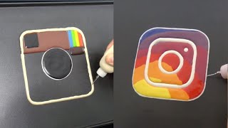 Old vs New Instagram Logo Pancake Art