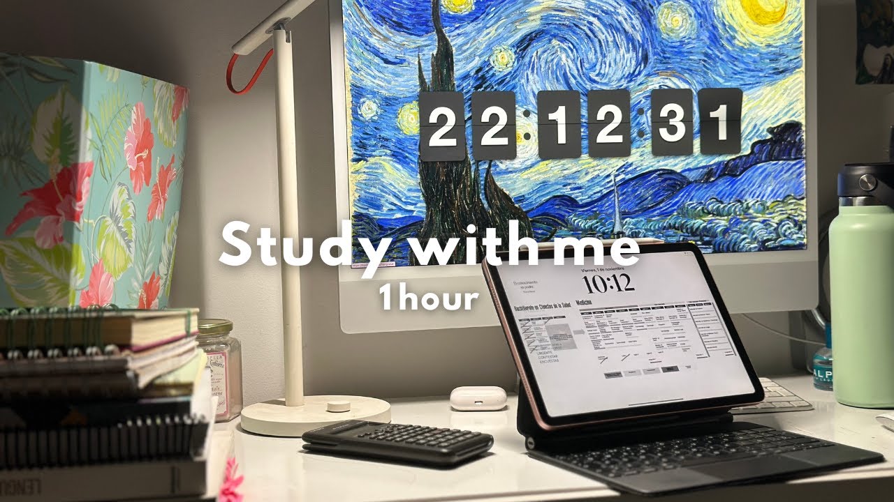 1 HOUR STUDY WITH ME | Background noise, Timer, NO break, Focus Music ...