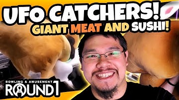 Crazy UFO Catcher Wins for GIANT Food Plushies at Round 1 Arcade!