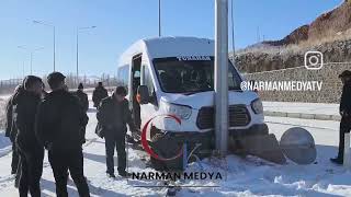 Narman Oltu Yolun'da Korkutan Trafik Kazası ..