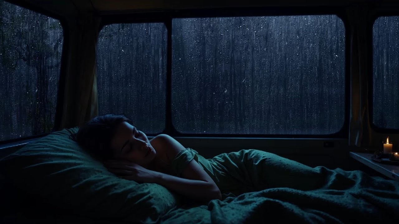 Rain Sounds by The Camping Car Window | Fall Asleep Fast Tonight
