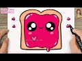 How to draw a cute bread  jam easy stepbystep for kids