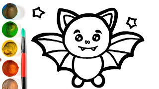 Ensine seu filho a colorir | Ensinando uma criança a desenhar um morcego | Draw Dolls Resimi