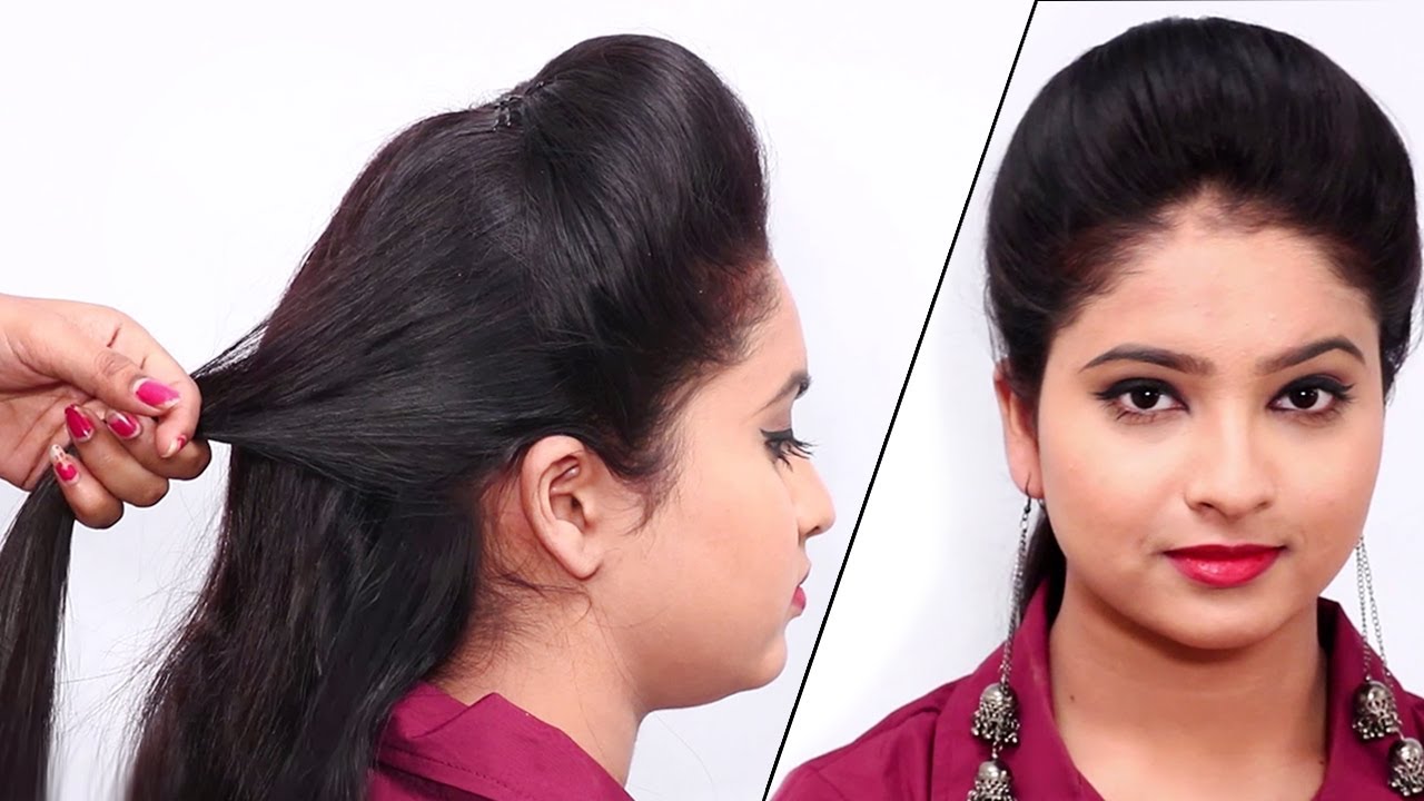Front Puff Hair Style Tutorial / Simple Puff Hairstyles Easy For Girls /  Fashion / Style - YouTube | Hair puff, Bun hairstyles for long hair, Easy  hairstyles