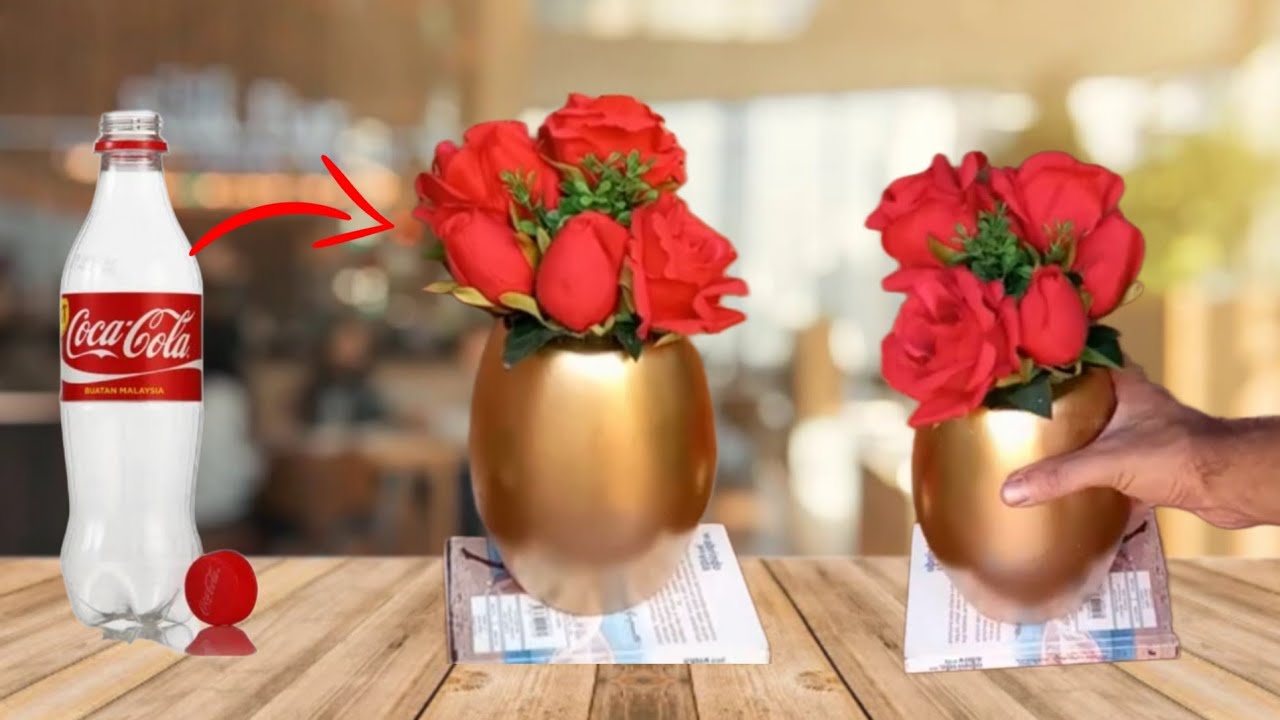 COMO FAZER VASO DECORATIVO DE GARRAFA PET E GESSO | FAÇA VOCÊ MESMO VASO DECORATIVO DE GARRAFA PET