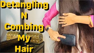 How to Detangle Natural Hair with a Comb | Detangling Natural hair | Hair Brushing | Combing Hair