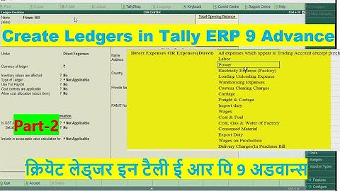 #4 Tally ERP 9 Advance Ledger Creation/Direct Expenses ki Ledger Creation kaise kare Tally ERP 9 me