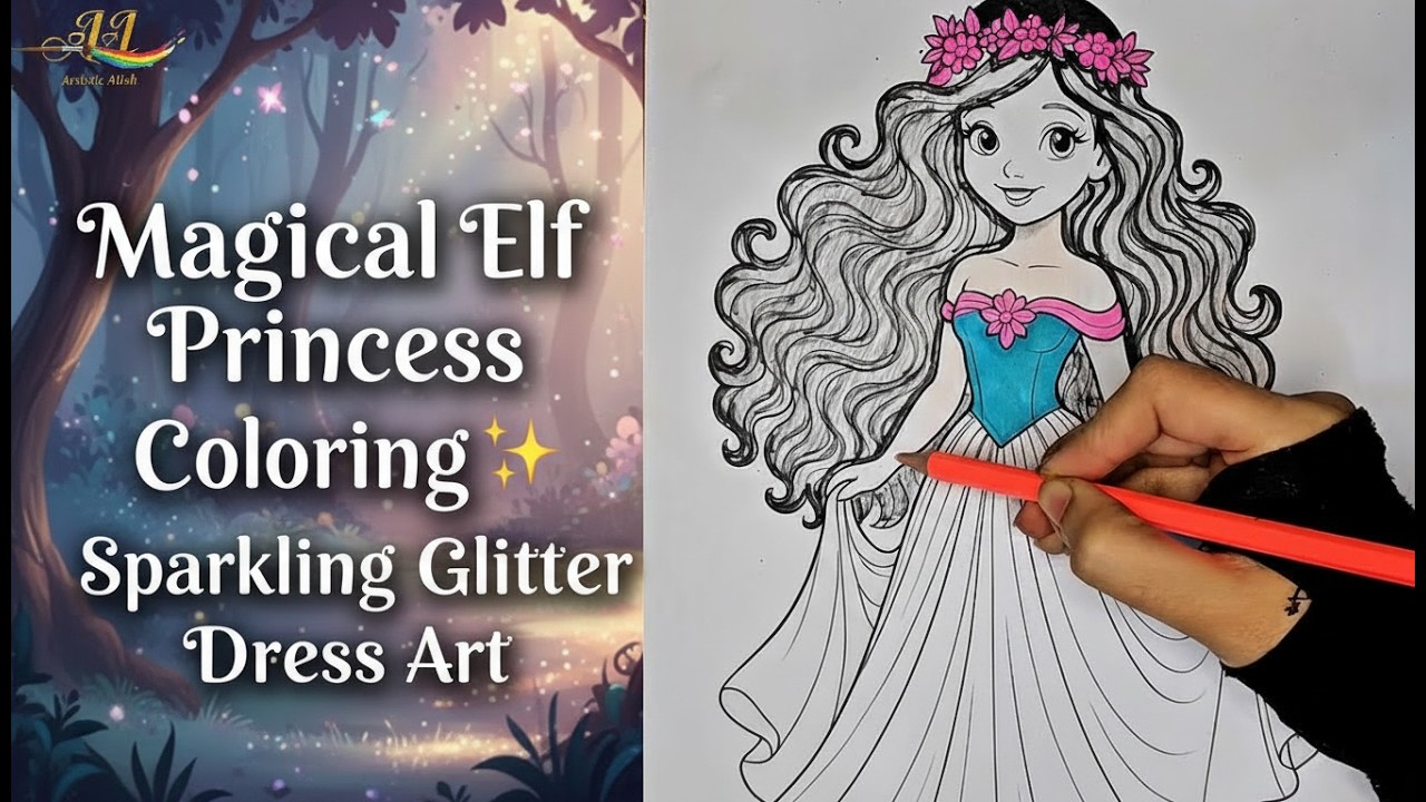 Blue Diamond Princess Coloring 💎✨ Sparkling Glitter Gown Art