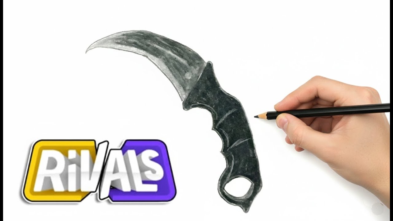 Simple!!! How to draw Karambit Knife from ROBLOX RIVALS - YouTube