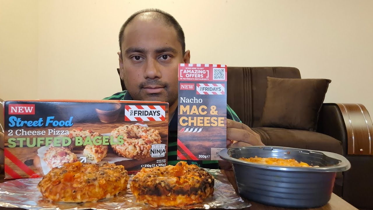 TGI FRIDAYS начо макароны с сыром, сырная пицца фаршированные бейглы uk мукбанг