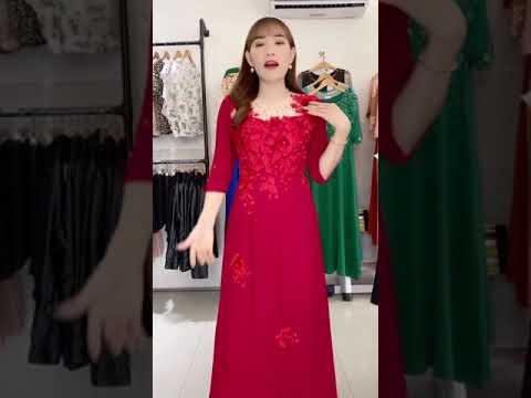 Đầm Giả Áo Dài Diện Tết, Dự Tiệc Sang Trọng, Quý Phái -DT922 | Foci