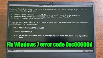 An error occurred while attempting to read the boot configuration data 0xc000000d