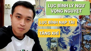 Lục bình sứ Lý ngư vọng nguyệt cao 1m55, đường kính 40cm. Lục bình men lam  Cá chép trông trăng