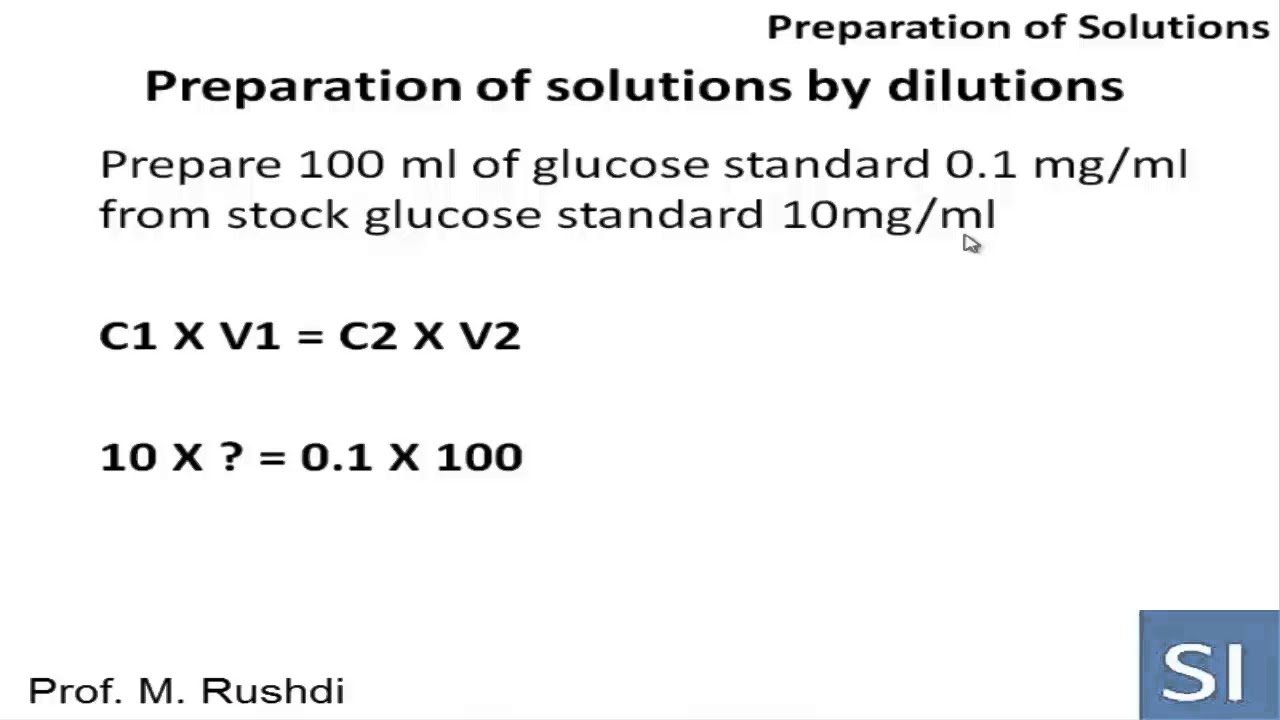Preparation of solutions by dilution (Arabic Lecture) YouTube