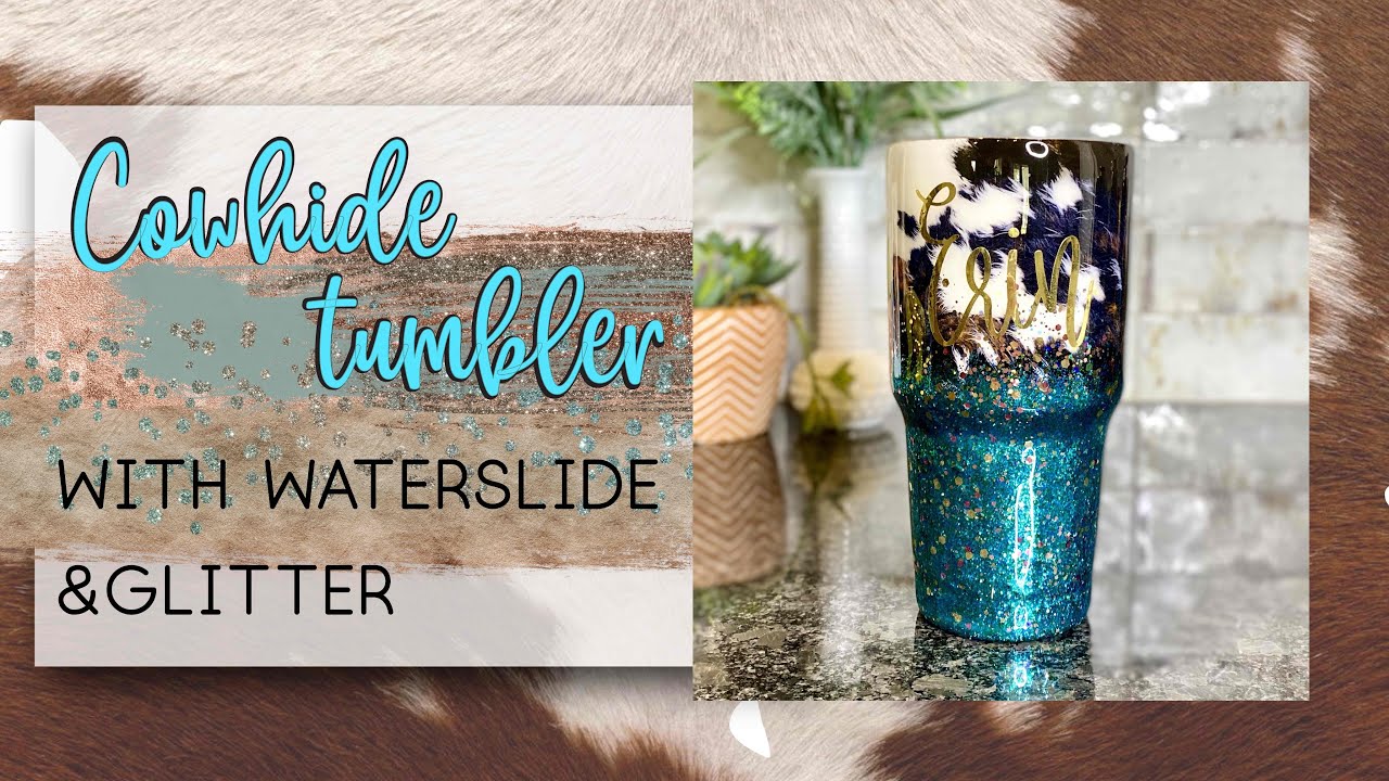 Custom Glitter Cowhide Stanley Tumbler Glitter Cow Print 