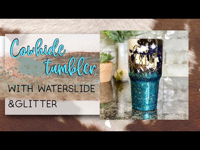 Custom Glitter Cowhide Stanley Tumbler Glitter Cow Print 