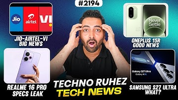 Jio-Airtel-Vi Big News😨,OnePlus 15R Launch Date😍,realme 16 Pro Specs,Samsung S27 Ultra,iOS 27