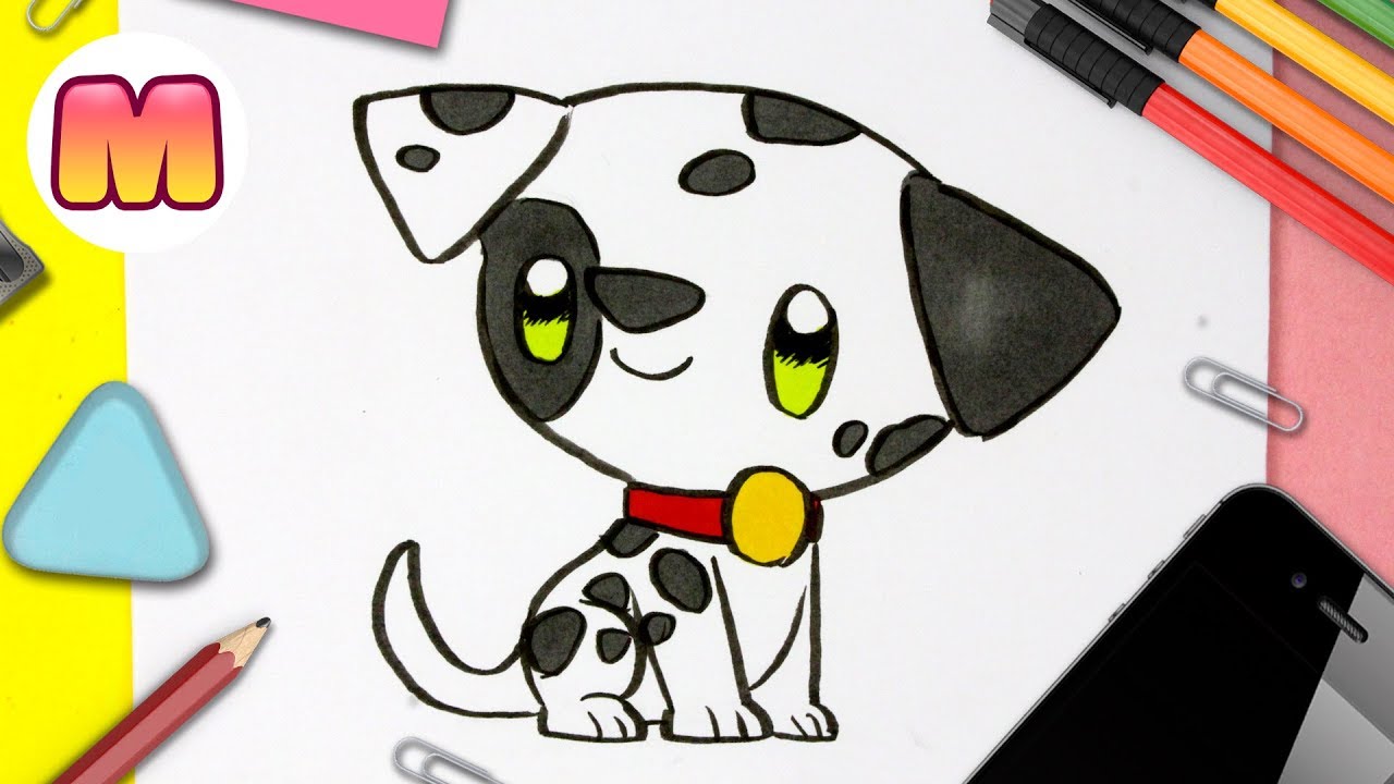 COMO DIBUJAR UN PERRO DALMATA KAWAII - dibujos kawaii faciles - Como dibujar  animales paso a paso - - thptnganamst.edu.vn